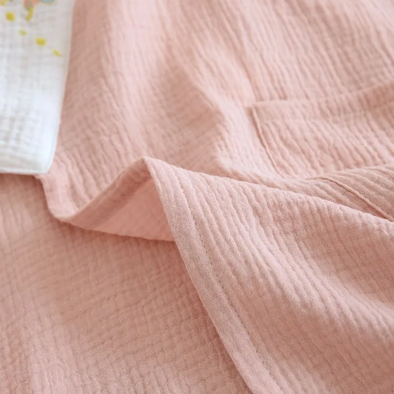 Kimono-Loungewear aus Baumwollgaze mit Schmetterlingsstickerei