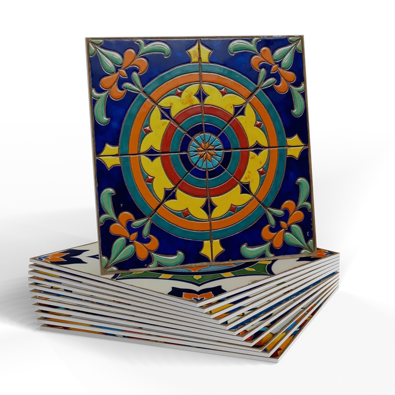 Bunte Talavera-Fliesen-Wandaufkleber aus PET-Schaum