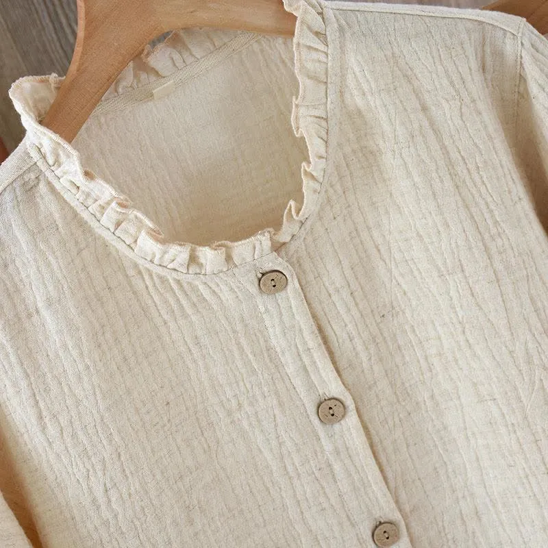 Passende minimalistische Pyjama-Schlafanzüge aus Baumwollleinen