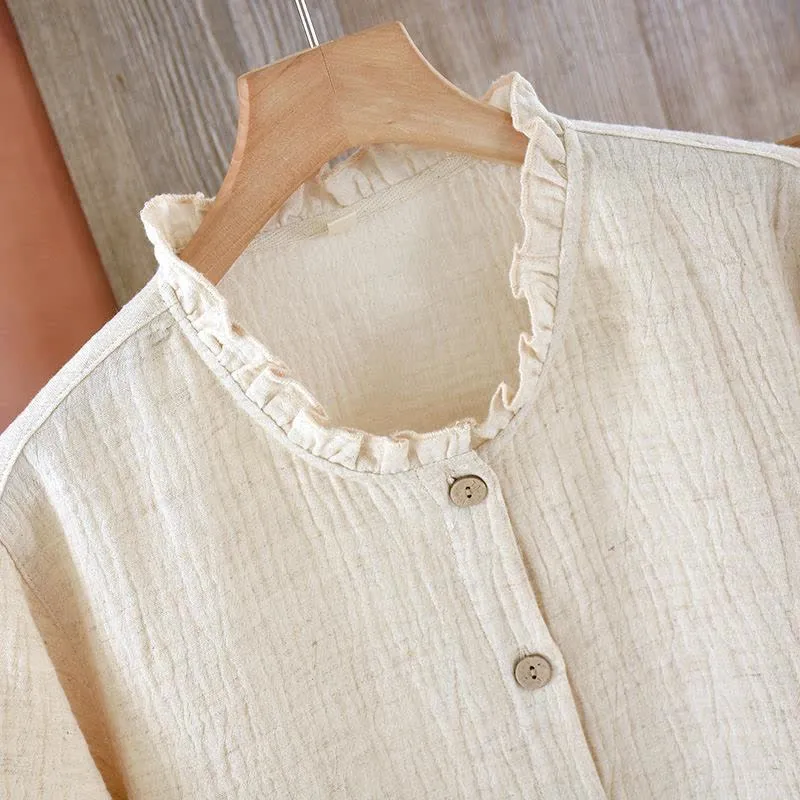 Passende minimalistische Pyjama-Schlafanzüge aus Baumwollleinen