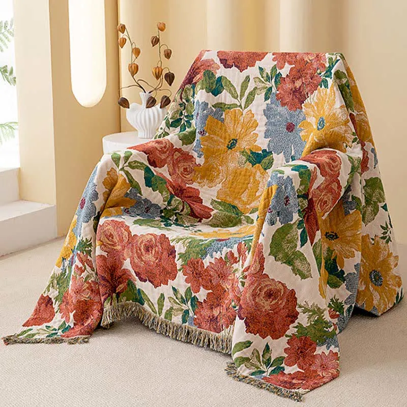 Ownkoti Luxuriöse florale Baumwollgaze-Quastendecke
