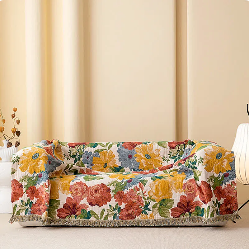 Ownkoti Luxuriöse florale Baumwollgaze-Quastendecke