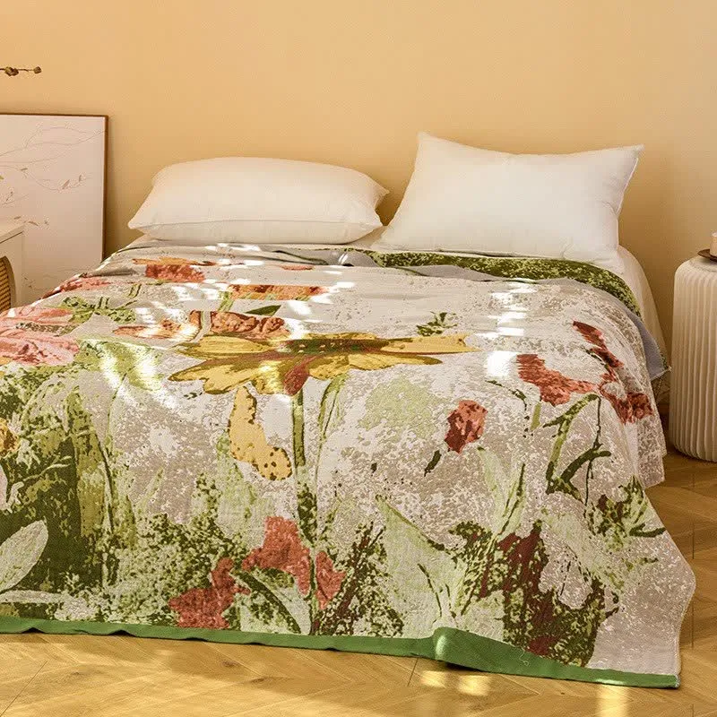 Ownkoti Impressionist Floral Jacquard Baumwollgaze-Steppdecke