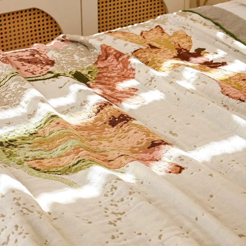Ownkoti Impressionist Floral Jacquard Baumwollgaze-Steppdecke