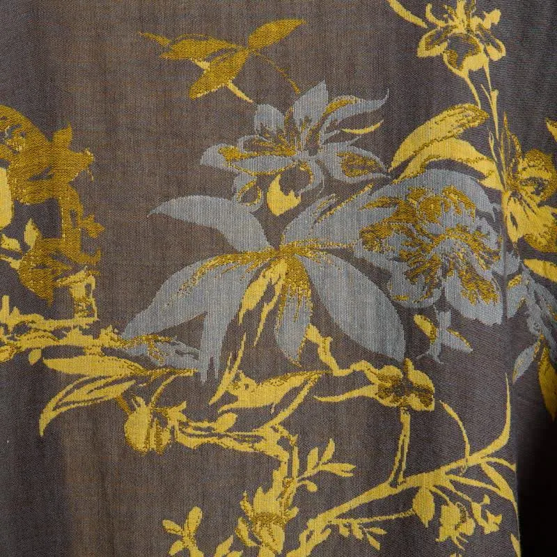 Vintage Kimono-Bademantel aus Baumwolle mit Blumenmuster und Blättern