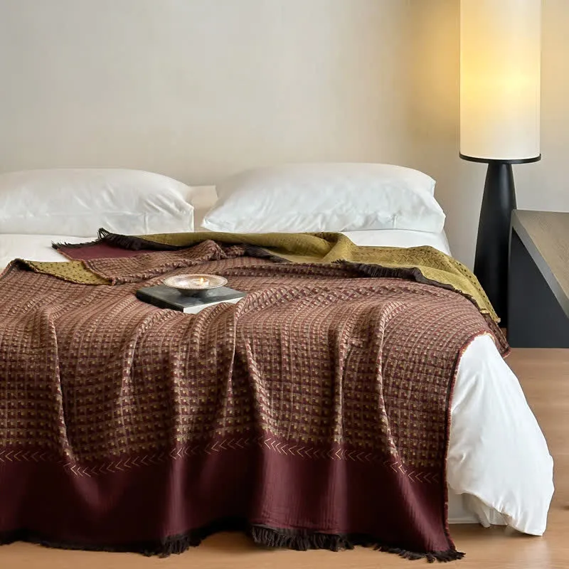 Ownkoti Vintage Baumwoll-Jacquard-Mehrzweckdecke