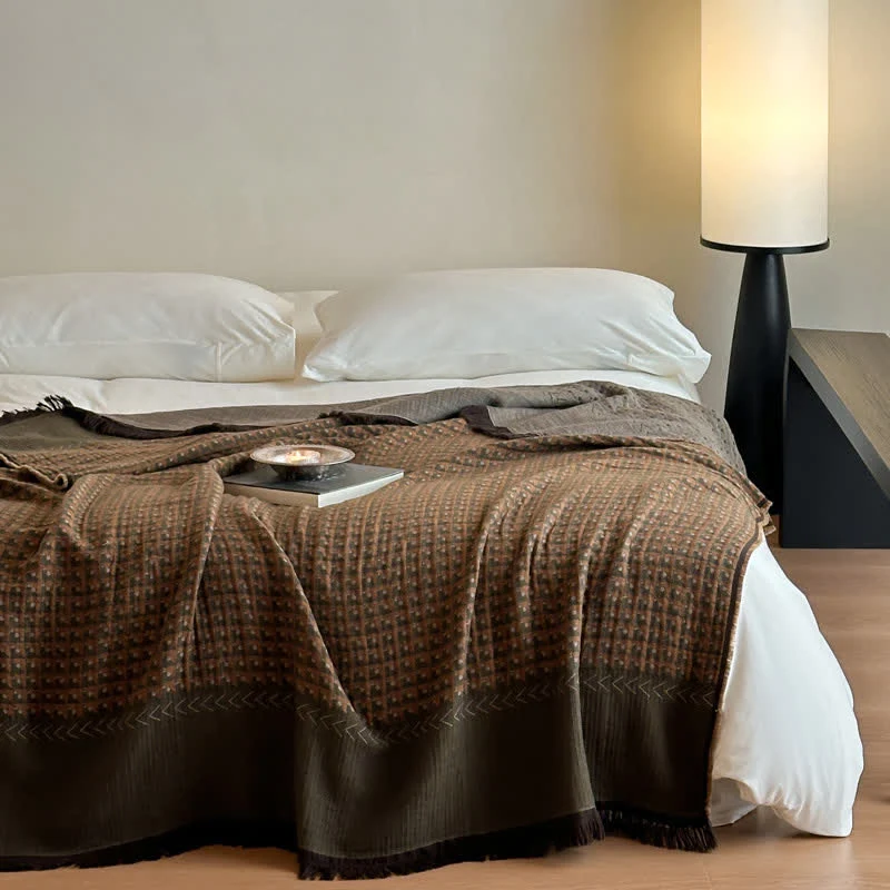 Ownkoti Vintage Baumwoll-Jacquard-Mehrzweckdecke