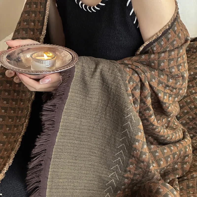 Ownkoti Vintage Baumwoll-Jacquard-Mehrzweckdecke