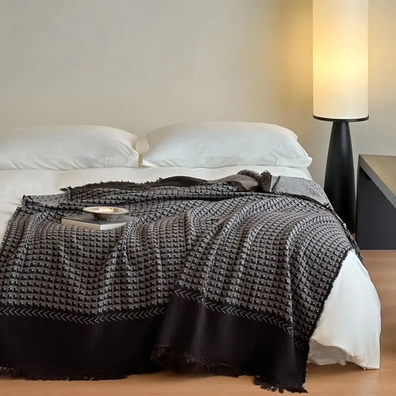 Ownkoti Vintage Baumwoll-Jacquard-Mehrzweckdecke
