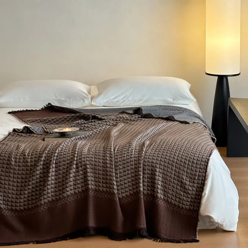 Ownkoti Vintage Baumwoll-Jacquard-Mehrzweckdecke