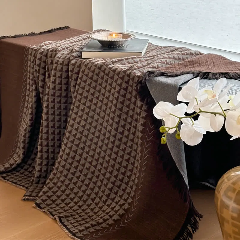Ownkoti Vintage Baumwoll-Jacquard-Mehrzweckdecke
