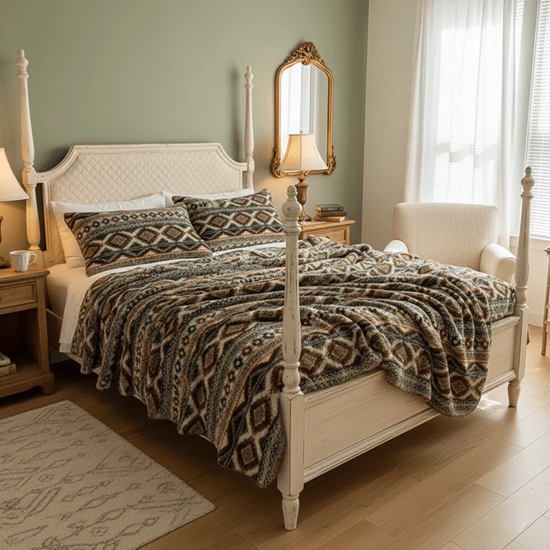 Ownkoti Flauschige Fleecedecke im Bohemian Chic