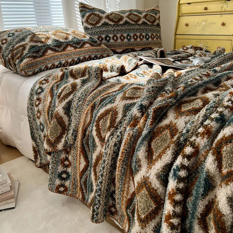 Ownkoti Flauschige Fleecedecke im Bohemian Chic