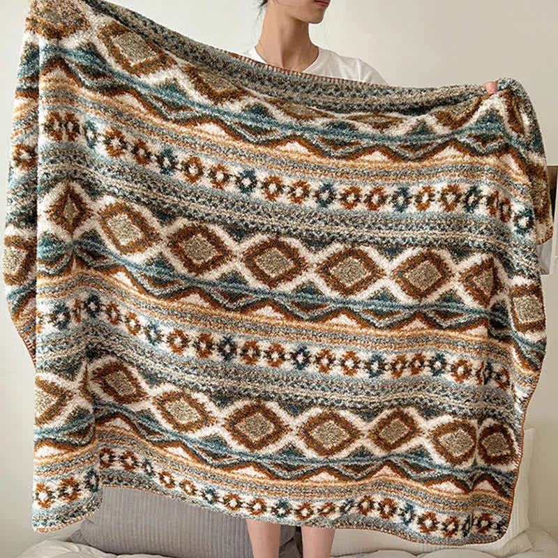 Ownkoti Flauschige Fleecedecke im Bohemian Chic