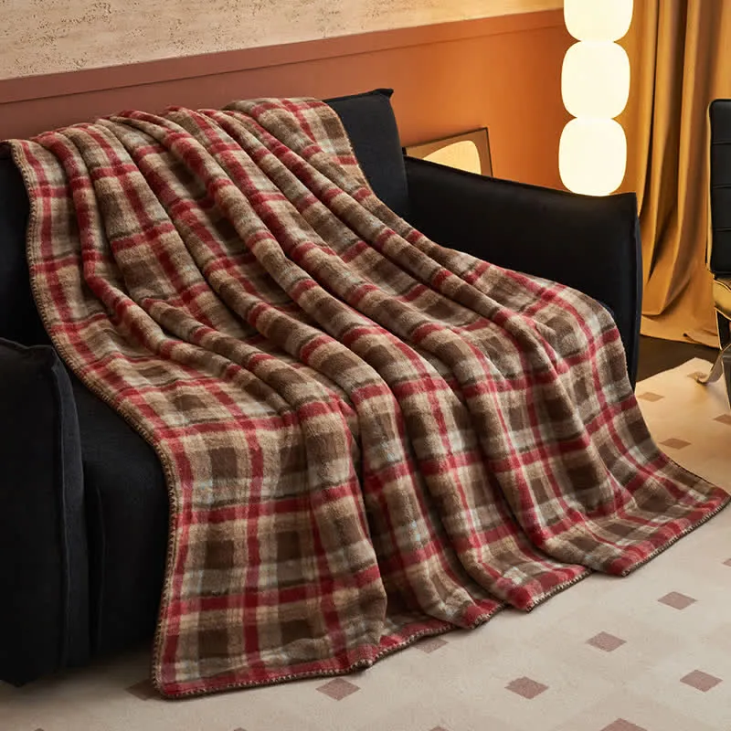 Ownkoti Wendbare Fleecedecke im klassischen Karomuster – vielseitig verwendbar
