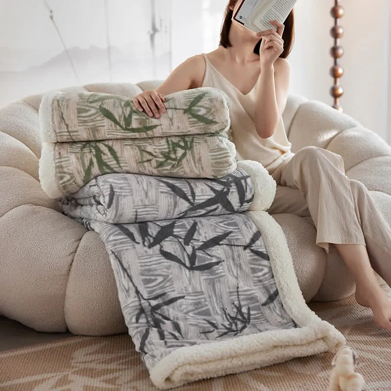 Ownkoti Zen Bambusblatt Wendbare Sherpa-Decke