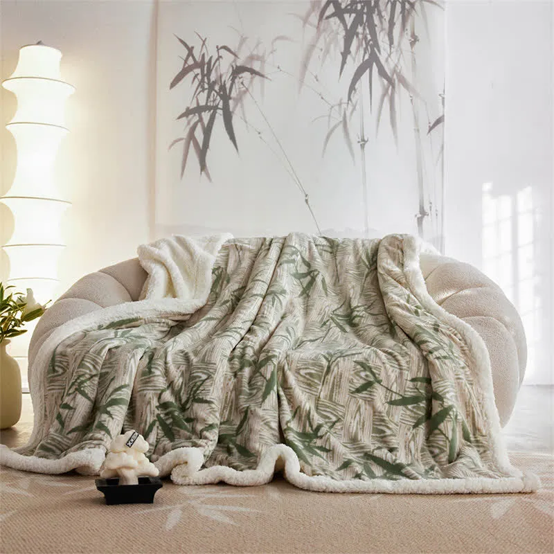 Ownkoti Zen Bambusblatt Wendbare Sherpa-Decke