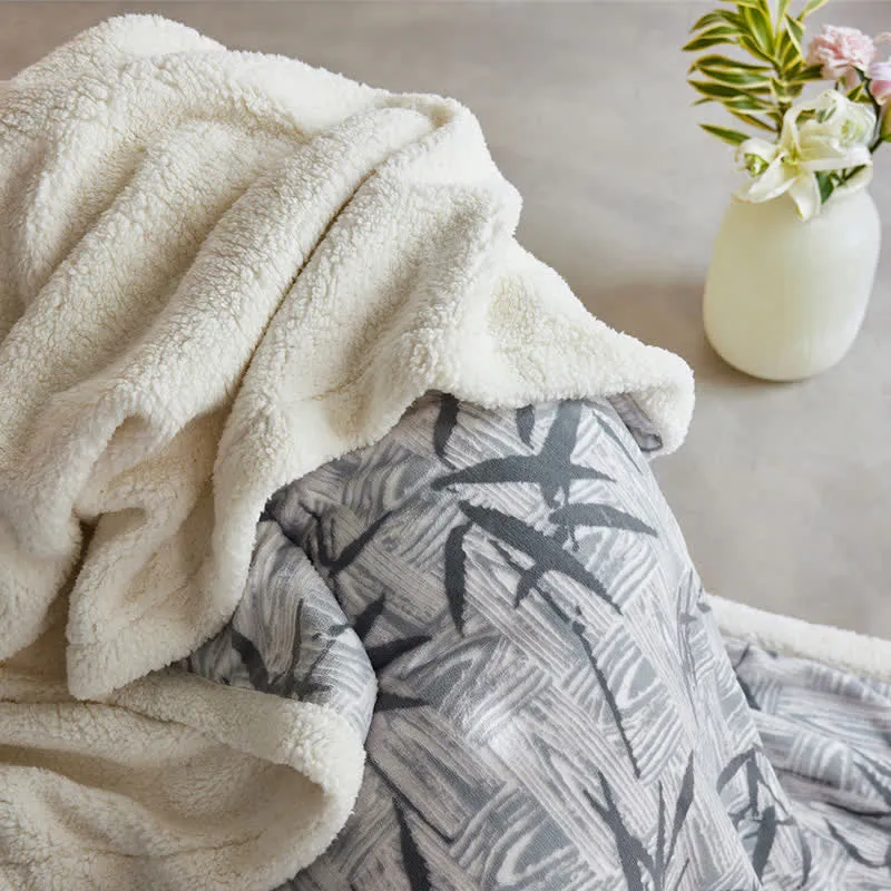 Ownkoti Zen Bambusblatt Wendbare Sherpa-Decke
