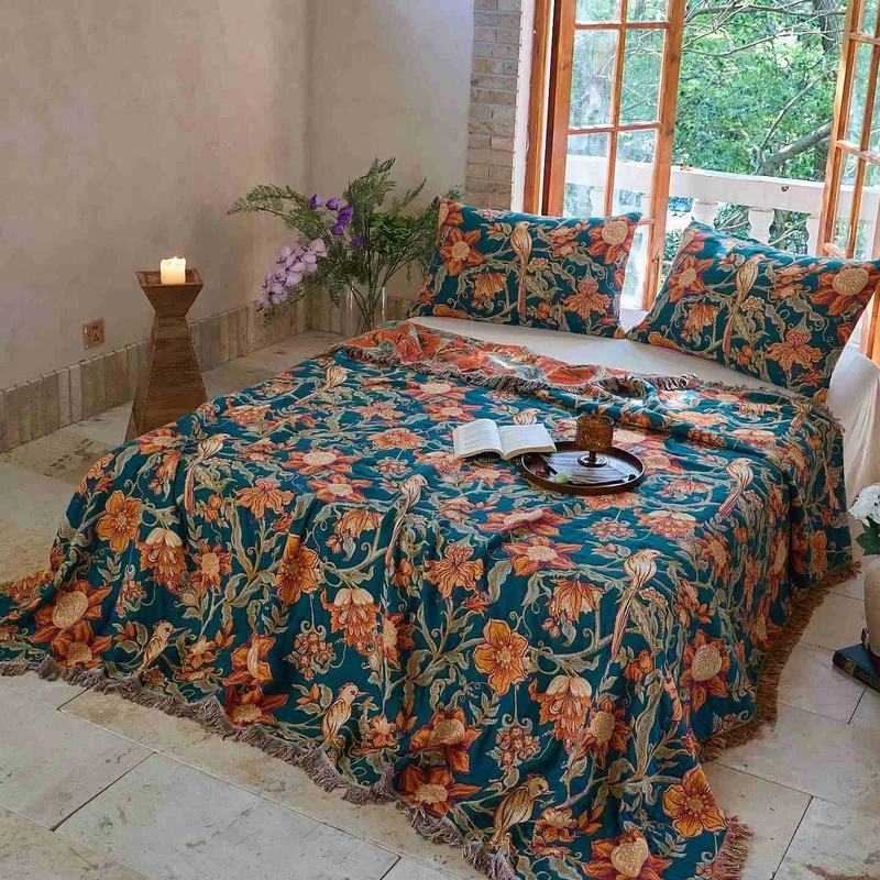 Luxuriöse, florale Baumwoll-Quastendecke