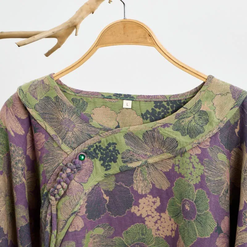 Pfirsichblüten-Pyjama aus Baumwolle mit orientalischer Quaste