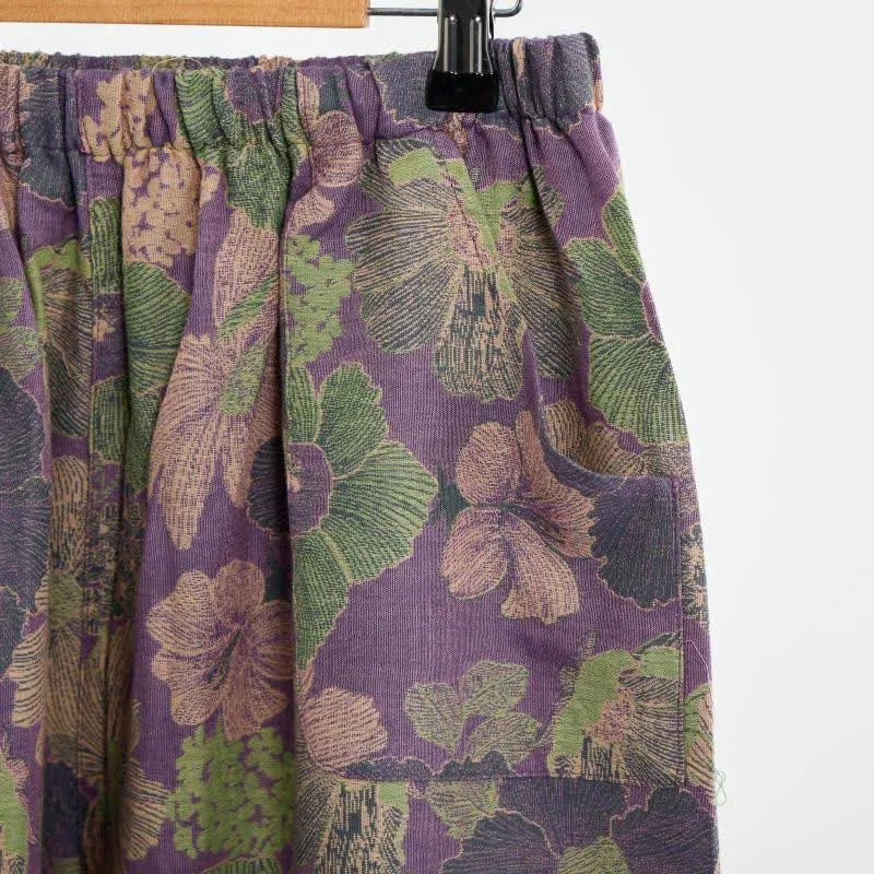 Pfirsichblüten-Pyjama aus Baumwolle mit orientalischer Quaste