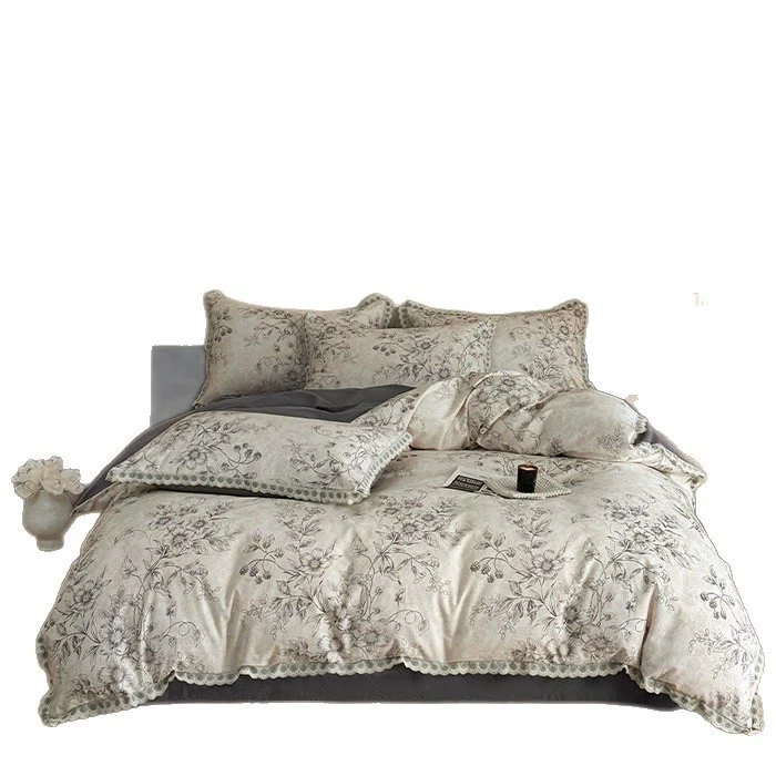 Ownkoti Bettwäsche aus reiner Baumwolle im Vintage-Stil mit botanischen Motiven