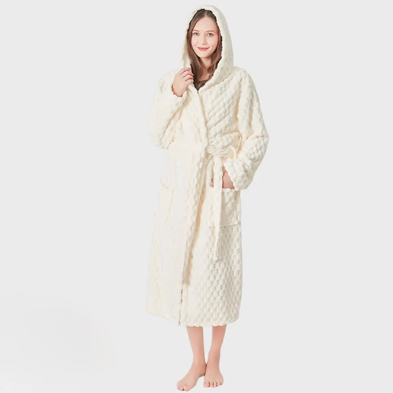 Unisex-Bademantel mit Kapuze, einfarbig, saugfähig