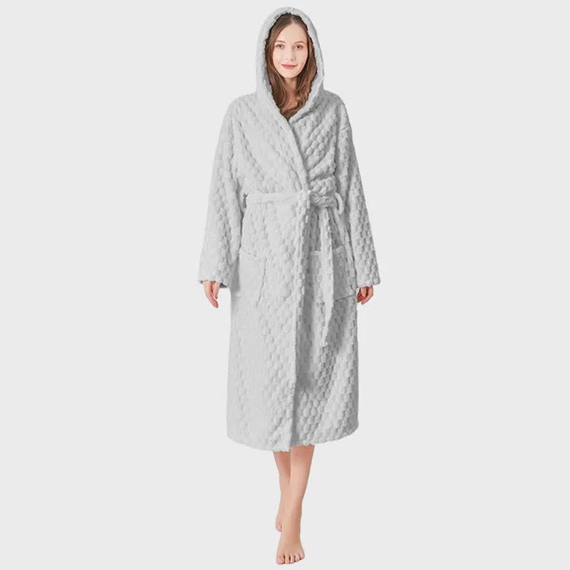 Unisex-Bademantel mit Kapuze, einfarbig, saugfähig