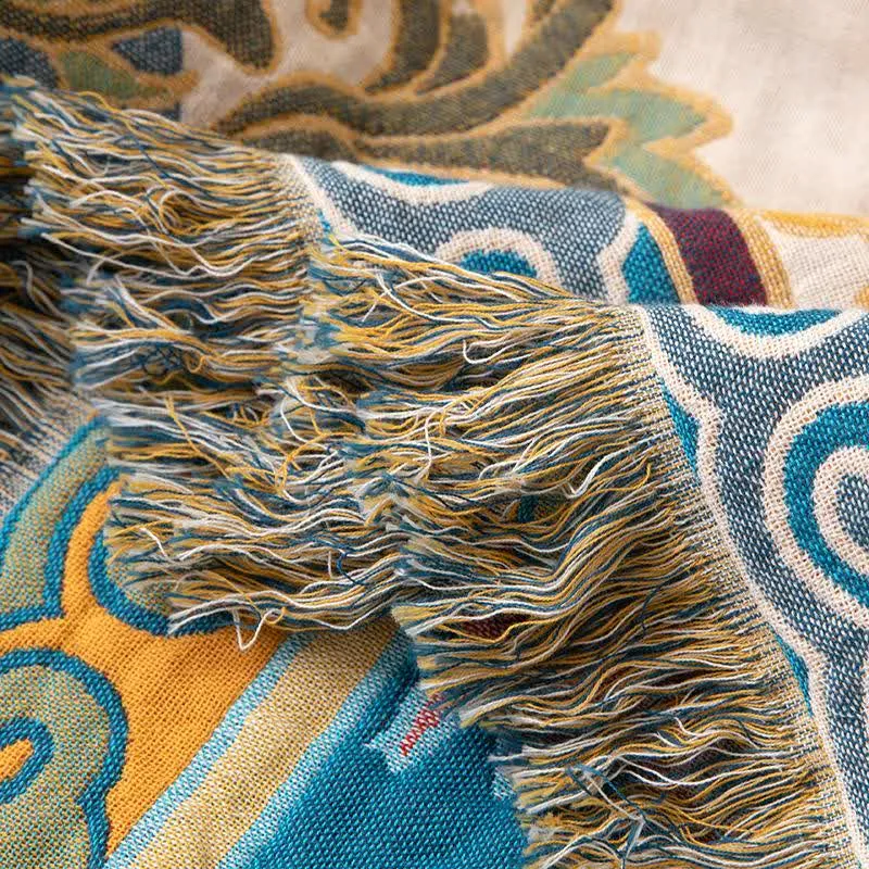 Vintage-Muster Lotus Baumwollgaze-Steppdecke