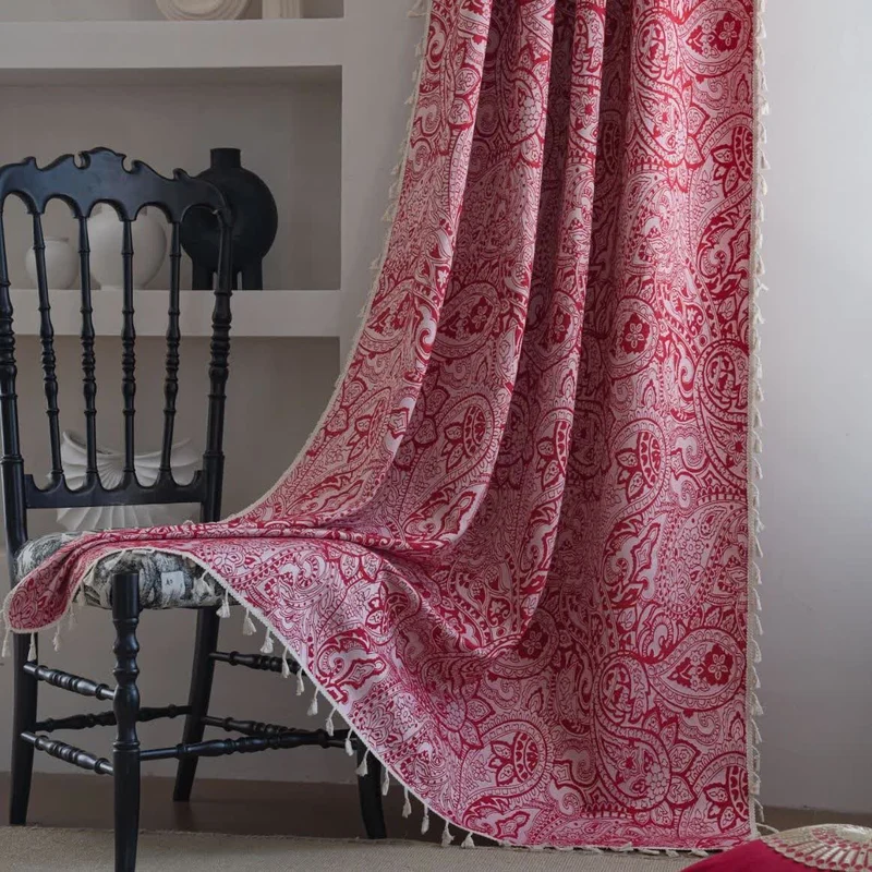 Jacquard-Vorhang im Ethno-Stil mit Paisley-Muster