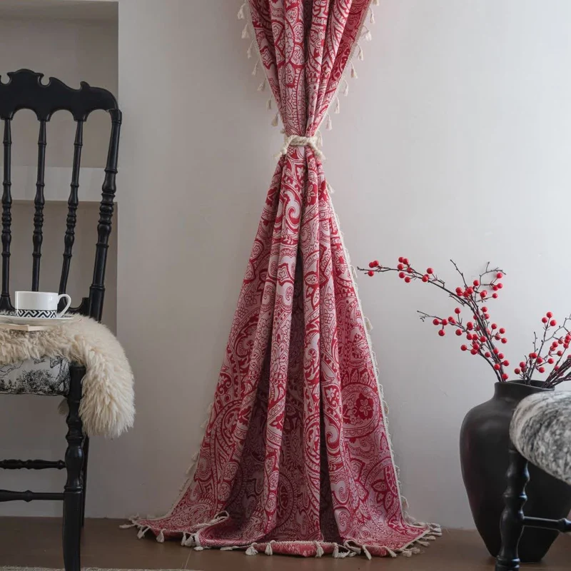 Jacquard-Vorhang im Ethno-Stil mit Paisley-Muster