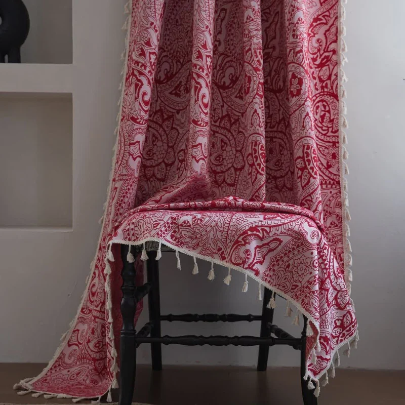 Jacquard-Vorhang im Ethno-Stil mit Paisley-Muster