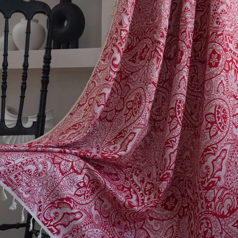 Jacquard-Vorhang im Ethno-Stil mit Paisley-Muster