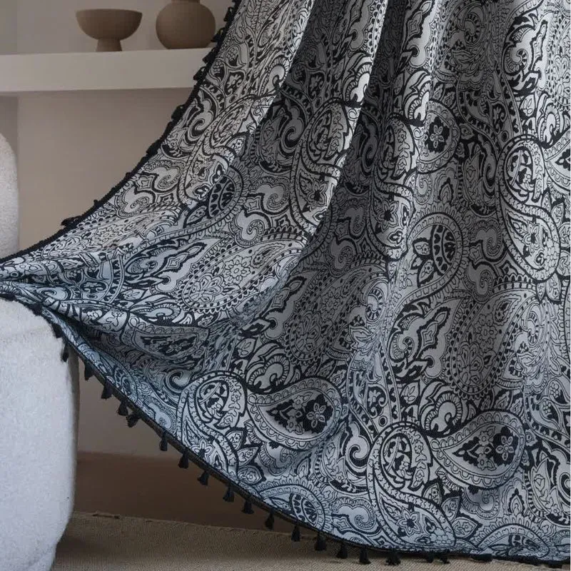 Jacquard-Vorhang im Ethno-Stil mit Paisley-Muster