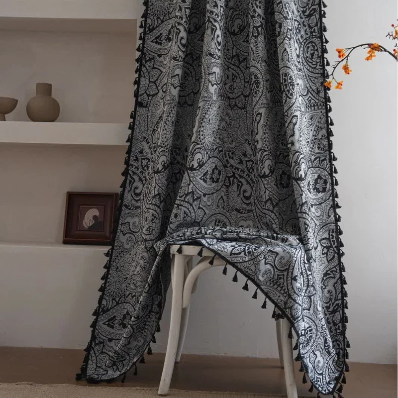 Jacquard-Vorhang im Ethno-Stil mit Paisley-Muster