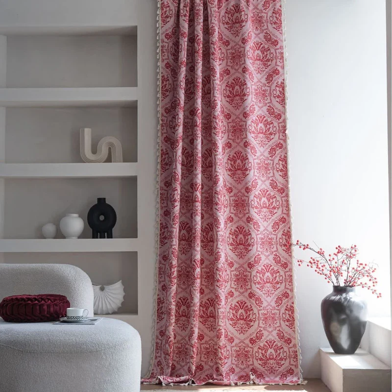 Jacquard-Vorhang im Ethno-Stil mit Retro-Muster