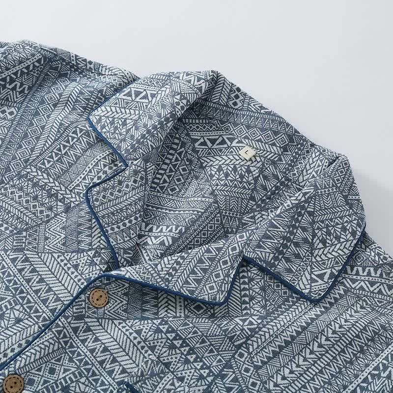 Loungewear-Set aus Baumwollgaze mit geometrischem Muster