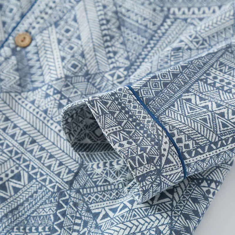 Loungewear-Set aus Baumwollgaze mit geometrischem Muster