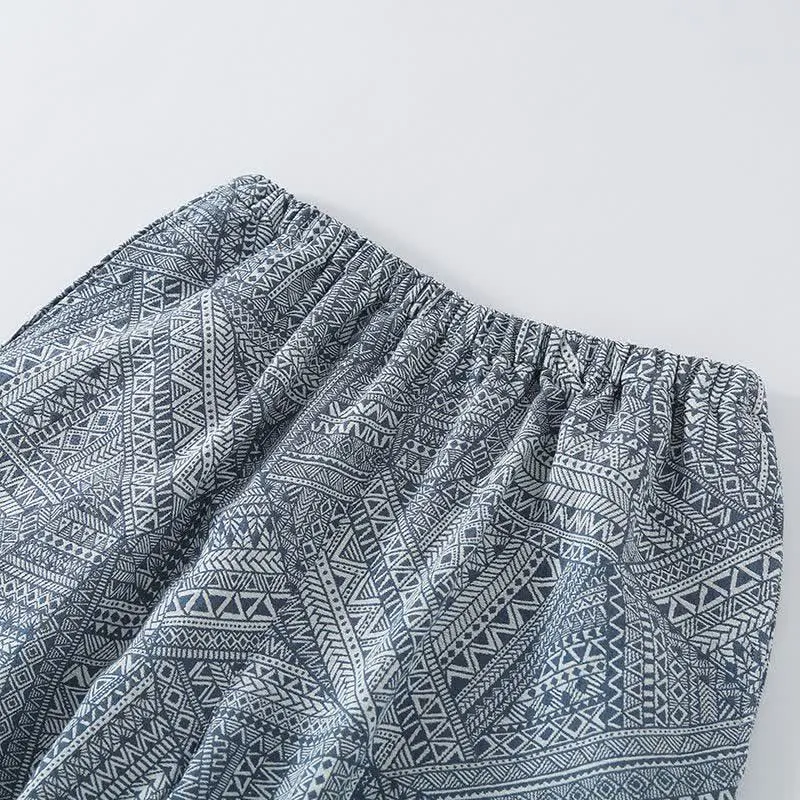 Loungewear-Set aus Baumwollgaze mit geometrischem Muster