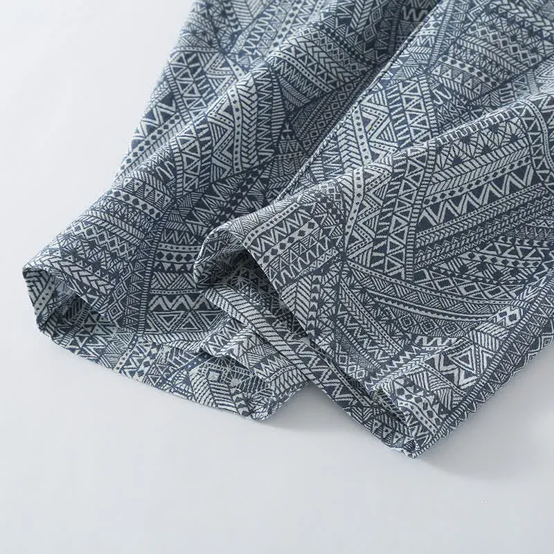 Loungewear-Set aus Baumwollgaze mit geometrischem Muster