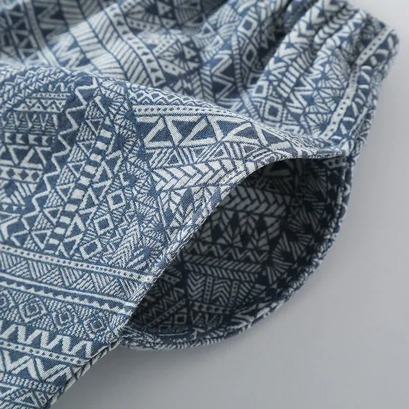 Loungewear-Set aus Baumwollgaze mit geometrischem Muster
