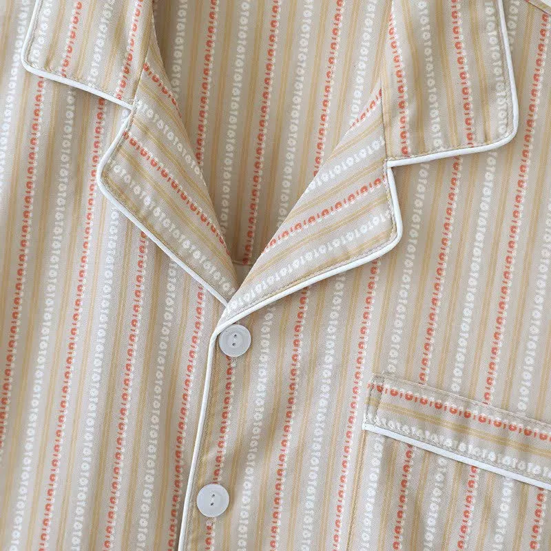 Passendes Loungewear-Set aus gestreifter Baumwollgaze