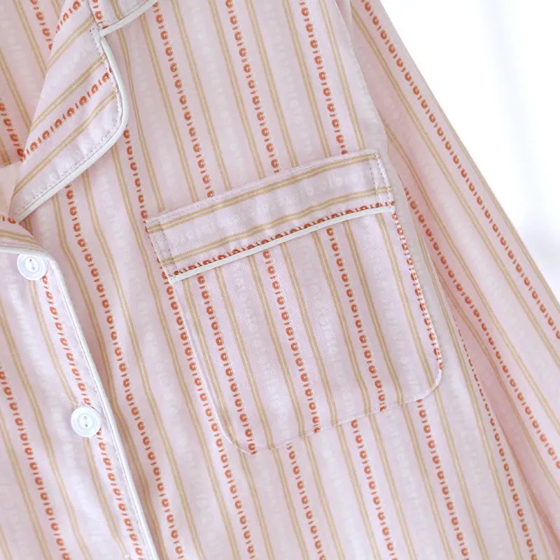 Passendes Loungewear-Set aus gestreifter Baumwollgaze
