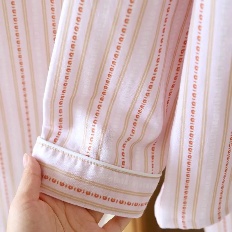 Passendes Loungewear-Set aus gestreifter Baumwollgaze