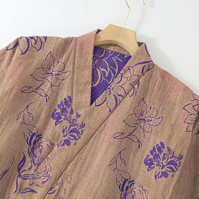 Peony – Loungewear-Set aus Baumwollgaze-Kimono