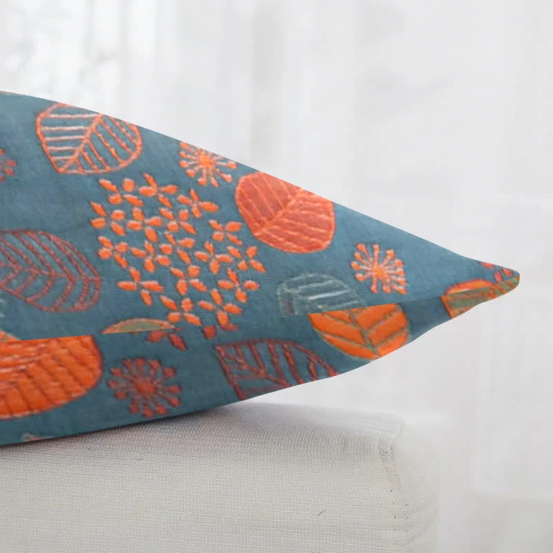 Quadratische Kissenbezüge aus Baumwolljacquard mit Blattdruck (2 Stück)