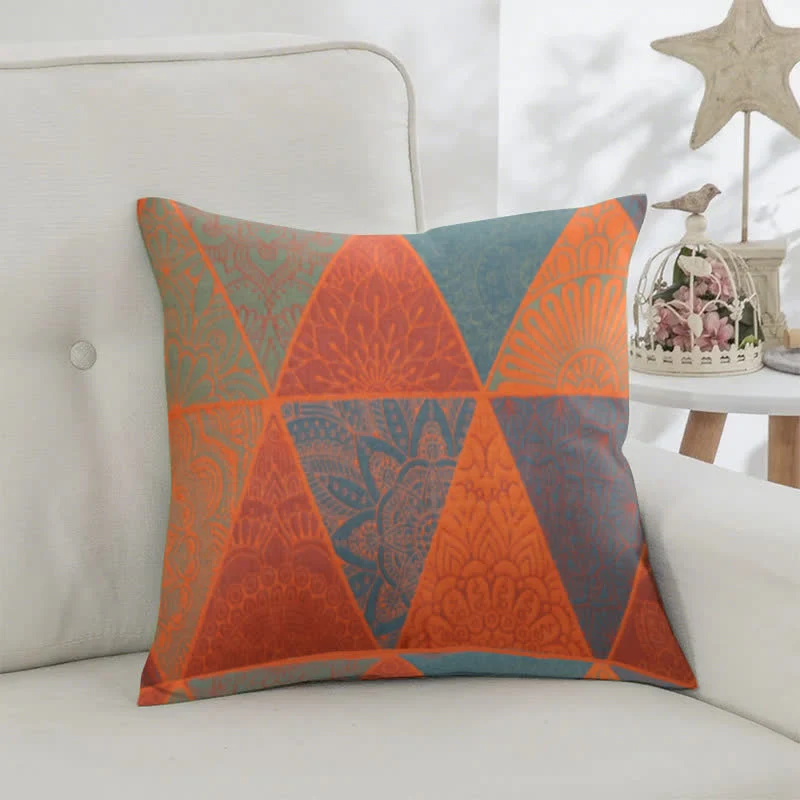 Quadratische Kissenbezüge aus Baumwolljacquard mit Dreiecksmuster (2 Stück)