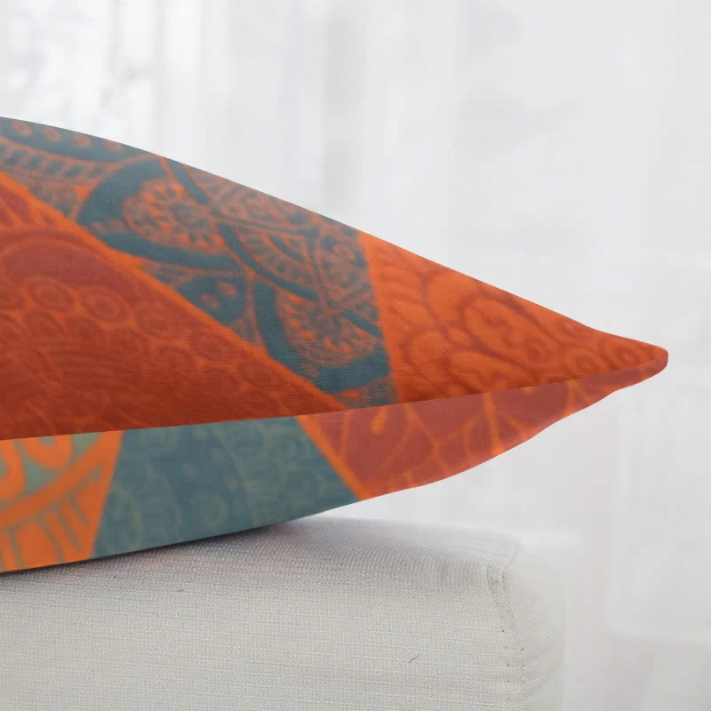 Quadratische Kissenbezüge aus Baumwolljacquard mit Dreiecksmuster (2 Stück)