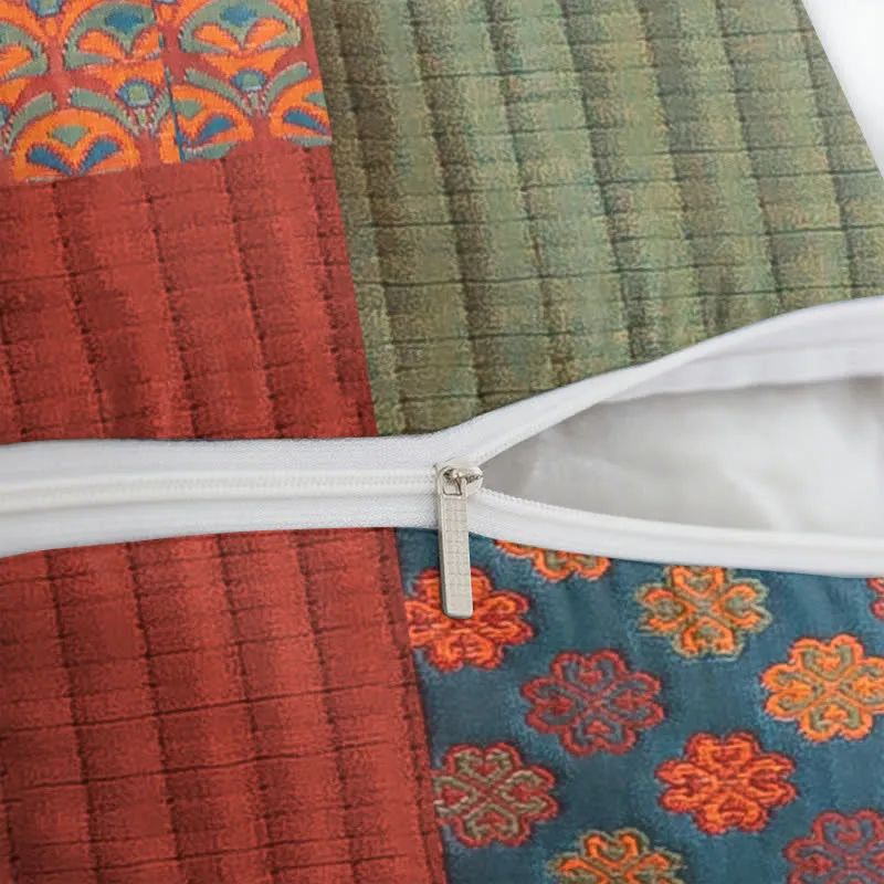 Patchwork-Kissenbezüge aus Baumwollgaze-Jacquard, quadratisch (2 Stück)