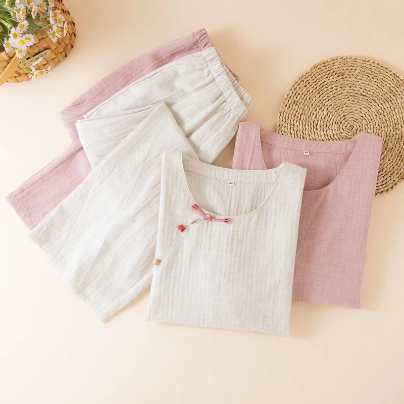 Loungewear-Set im orientalischen Stil mit Knöpfen